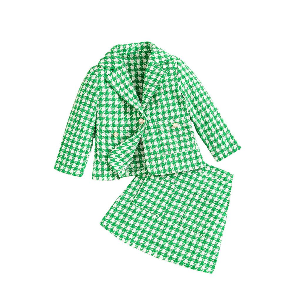 Kinder Mode Anzug Herbst und Winter Mädchen Lässiger Karomantel Rock Weihnachtsanzug