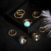 Bohemian Retro Gold Lotus Female Personality Ring Ring 8-Piece Jewelry