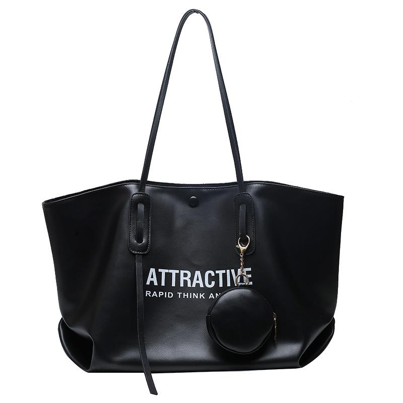 

Fashion big bag New trendy shoulder bag Large capacity women s bag Popular versatile portable special bag women чёрный