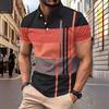 Men Geometric Color Block Short Sleeve Textured Polo Shirt