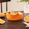 Fruit Plate with Fruit Fork, Ceramic Fruit Bowl, Orange Decorative Snack Serving Dish, for Kitchen Counter And Dining Table