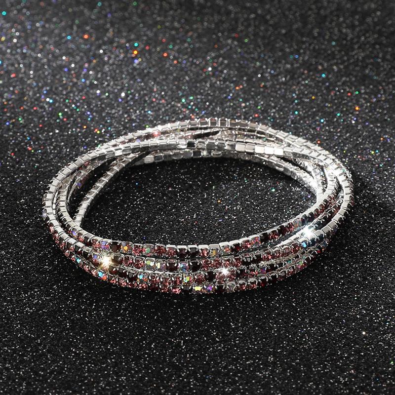Diamond Elastic Bracelet 2mm Single Row Color Rhinestone Bracelet Women's Bracelet Women's Grab Chain Full Diamond Jewelry
