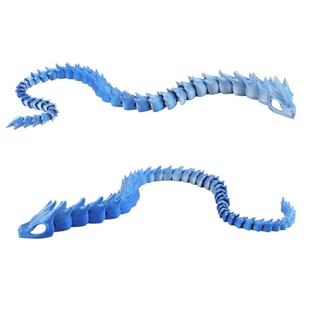 3D Printed Blue Silver Mecha Battle Dragon, Model Ornaments, Entertainment Toys, 3D Multi-Color Printing Technology Gifts