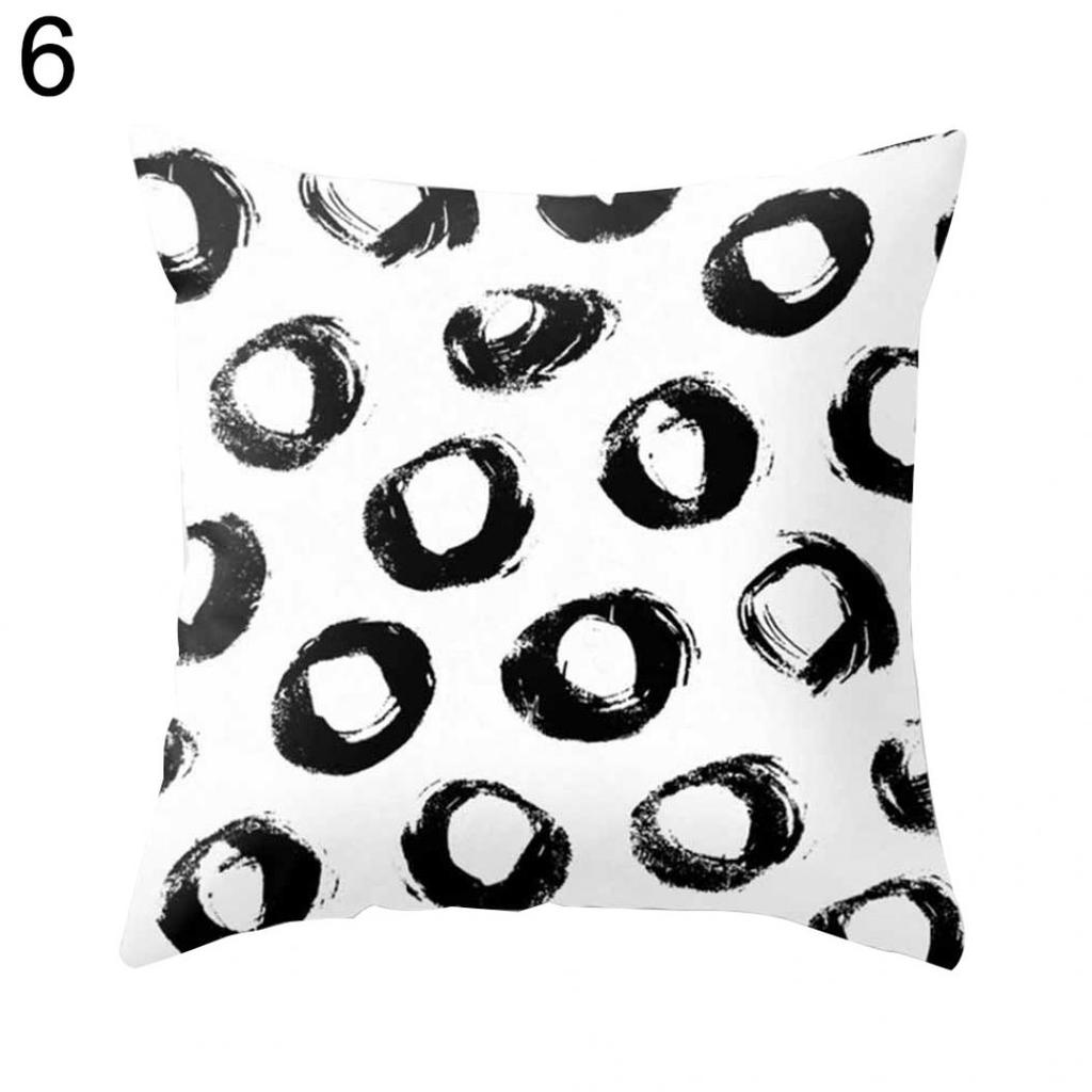 Modern Black and White Geometric Print Cushion Cover Sofa Decor Pillow Case