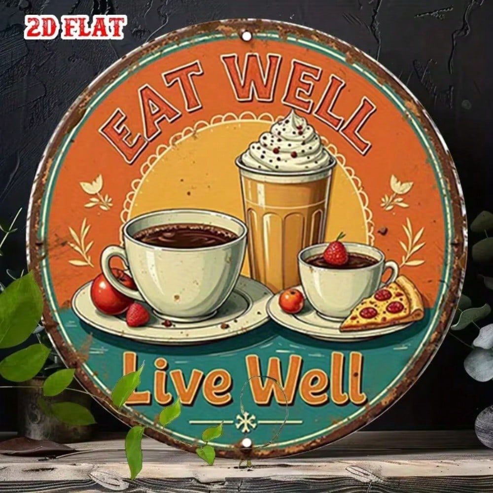 

Rustic Farmhouse Round Tin Sign, 2D Flat Wall Art for Kitchen Man Cave, Vintage Metal Circle Plaque Home Decor 20x20 різнокольоровий