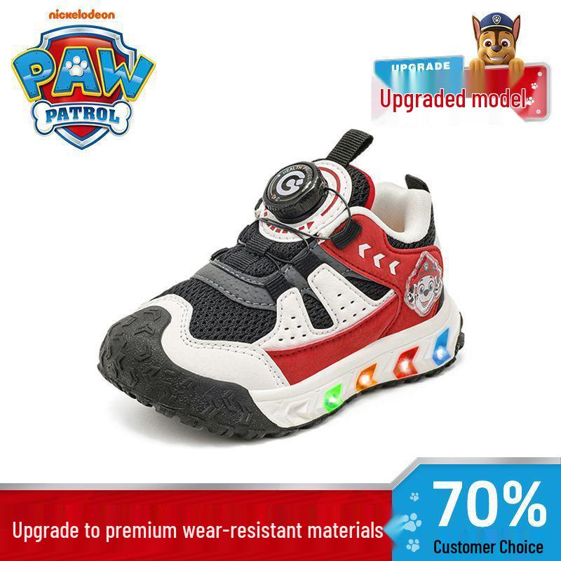 Paw Patrol Girls' Luminous Flashing Light Sneakers - Colorful and Comfortable Autumn Style Sports Shoes