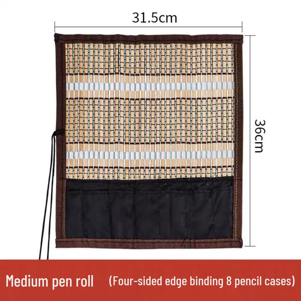 Ancient Style Canvas Calligraphy Brush Roll | Elegant Bamboo Pen Storage | Portable, Creative & Exquisite Design