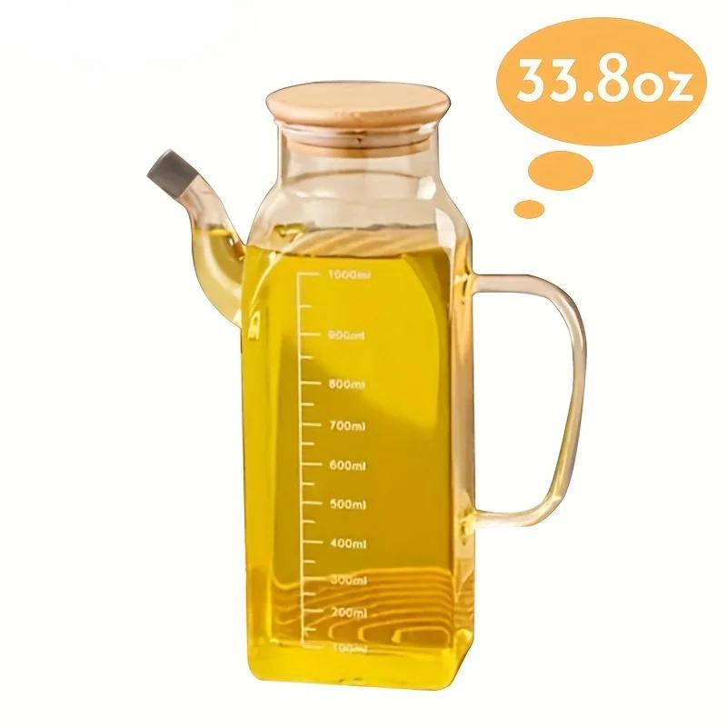 

Кухонная большая емкость для масла, соевый соус, приправа, бутылка из термостойкого материала с бамбуковой крышкой