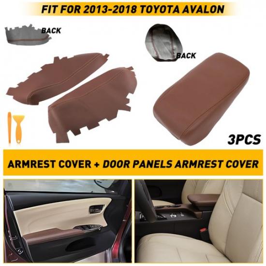 Fits 2013-2018 Leather Toyota Avalon Armrest Box Door Panel Cover Protect Brown