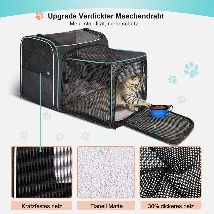 Sac de transport - morpilot - mpcw010103gl01 - 45x36x30 cm - extensible - pour chat et chiots