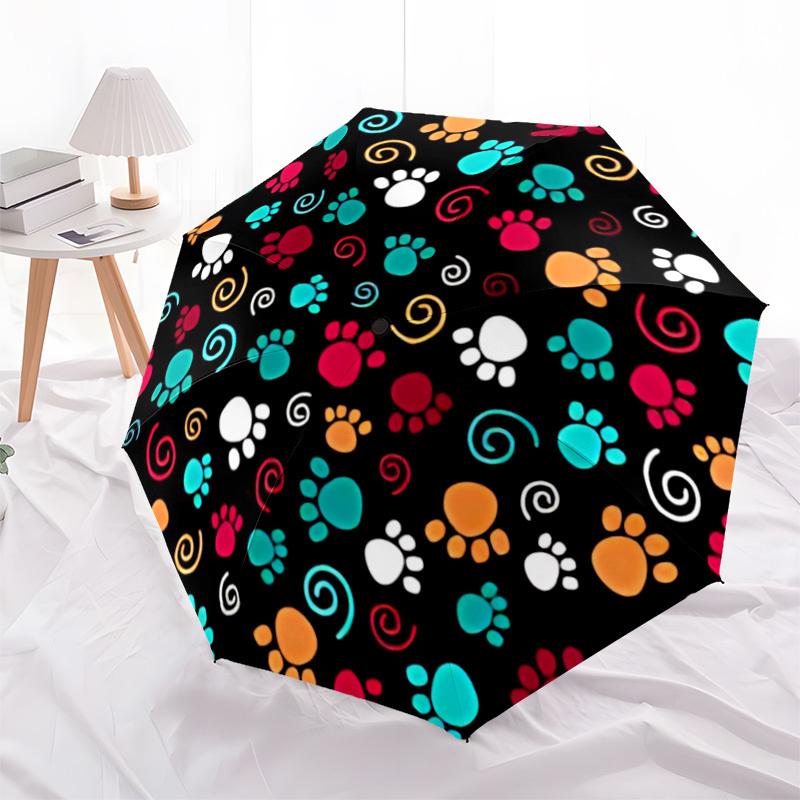 

1pc Paw Prints Automatic Open 8-Rib Windproof Umbrella, Travel & Commuting, Suitable for All Seasons