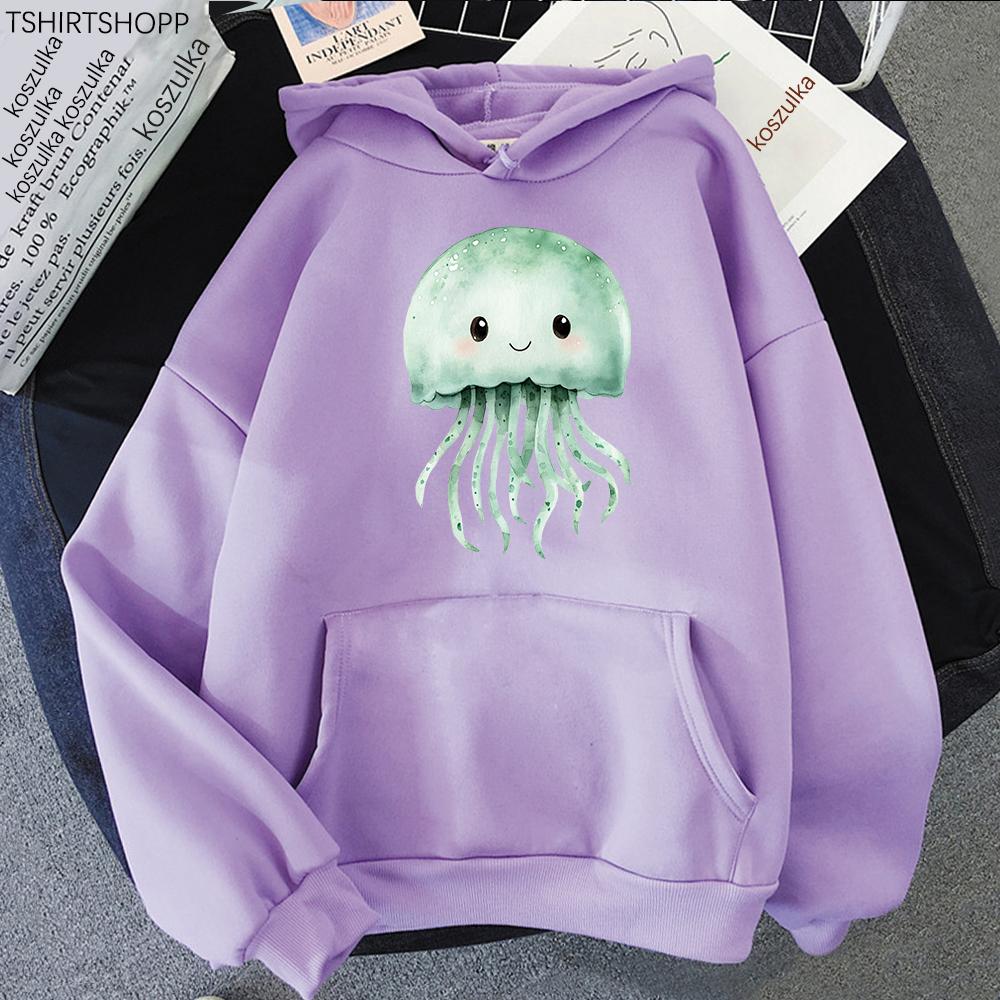 

Cute Swimming Colorful Jellyfish Kawaii Ocean Sea Life Hoodie Retro Women/men Hoodies Autumn Winter Clothes Aesthetic Sweatshirt 3XL