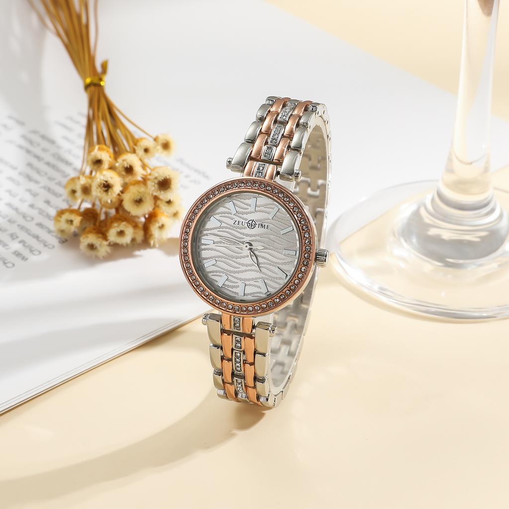 Ladies' fashionable light luxury bar scale dial refined steel strip quartz watch.