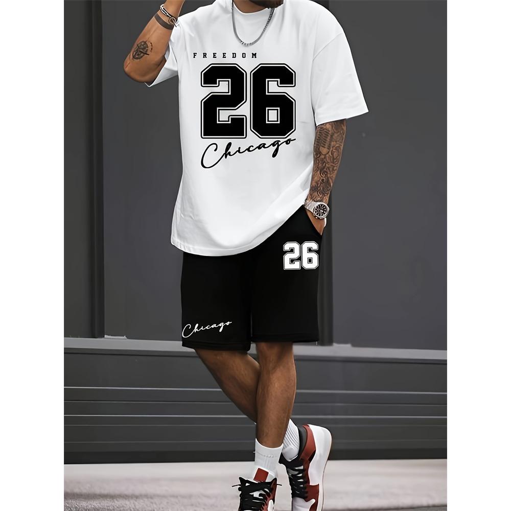 Men's Set Relaxed Fit Short Sleeve Shorts Set Men's Sportswear  Casual Wear Summer Casual Suit