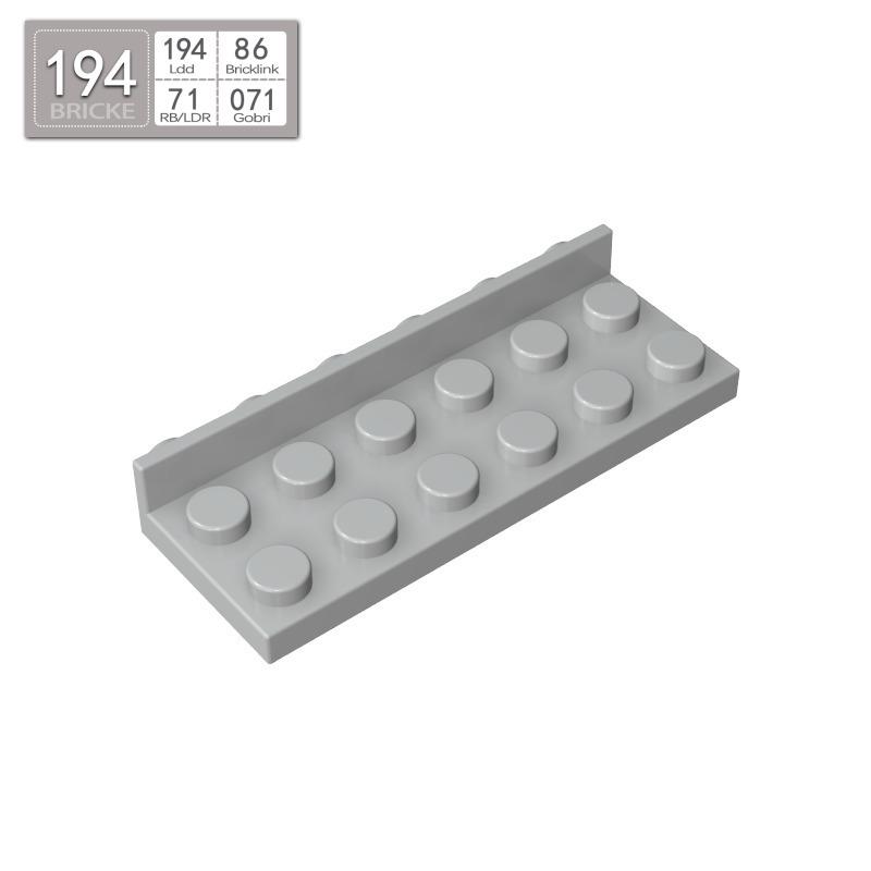 BRICKE 64570 Wide Reverse Bracket (2x6, 1x6) - Compatible with LEGO MOC Parts 50g (~22 pcs) светло-серый