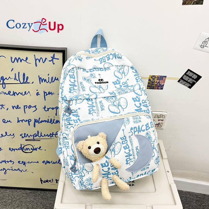 Милый медведь мультфильм ученик начальной школы школьный женский легкий нейлоновый рюкзак — фото 10