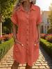 Minimalist White Shirt Dress with Sharp Collar and Neat Buttons Made of Breathable Fabric