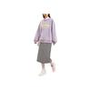 Anta Letter Print Round Neck Pullover Fleece Long Sleeve Sweatshirt Women Sweatshirt Gray 962248708-2