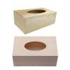 Natural Pine Wood Tissue Box with Oval Opening