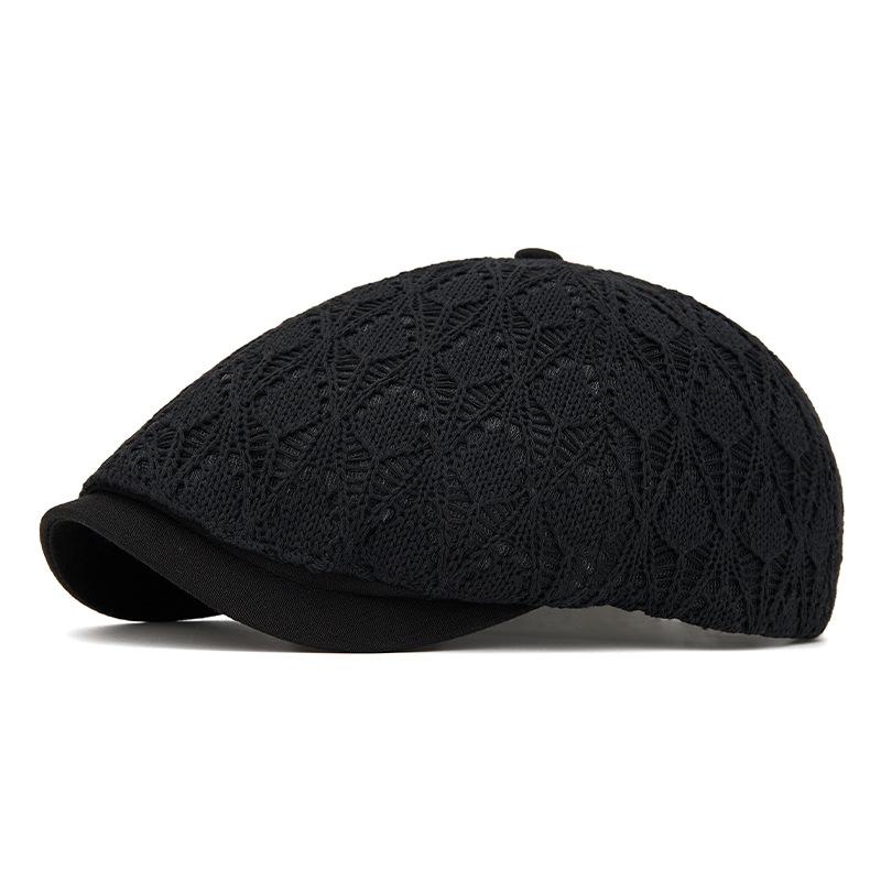 

Women s Summer Knitted Hollow-Out Beret Breathable Newsboy Cap Thin Sunshade Cap Forward Cap