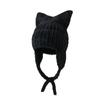 Korean New Hat for Women's Autumn and Winter Solid Color Knitted Wool Hat Cute Cat Ears Winter Warm Ear Protection Hat