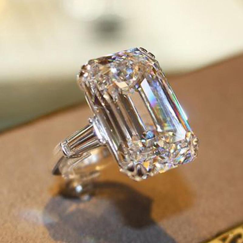 Simple Gorgeous Geometric Zirconia Ring for Female Luxury Proposal Band Jewelry Temperament Finger Accessories for Party