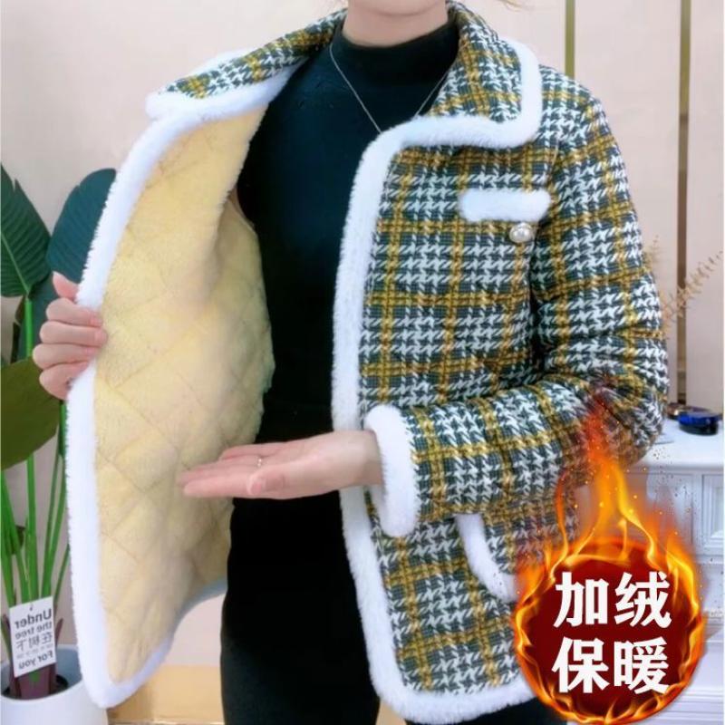 

Женская куртка на пуговицах с контрастным лацканом, длинными рукавами и флокированием, повседневный модный топ XL зелёный