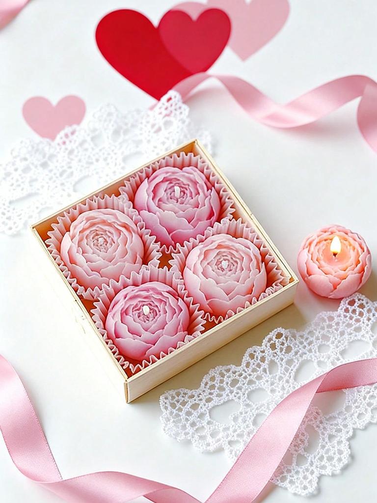Peony Rose Scented Candle Gift Box – Handmade Flower Shaped Aromatherapy Candles for Wedding Party Home Decor