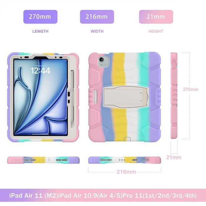Coque de Protection - E.F.Connection - pour iPad Air 11" / 10,9" - Multicolore - Support Inclus - Chocs Absorbants