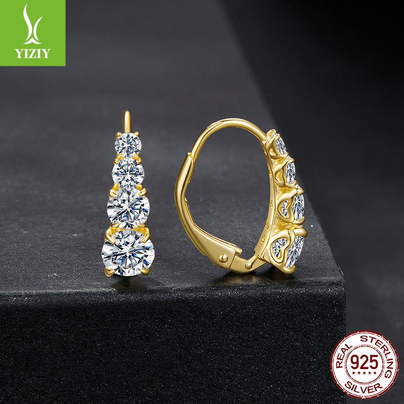 50 Points Mozzarella Diamond Earrings Ear Buckles, Personalized And Elegant Wind S925 Sterling Silver Moissanite Earrings For Women