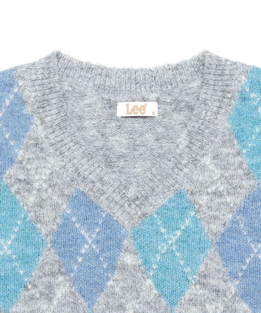LEE Women'S V-Neck Argyle Knit Gray