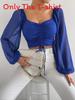 Chiffon Drawstring Lantern Sleeve Blouse With Slim Fit For Fashion Women 2024 Spring