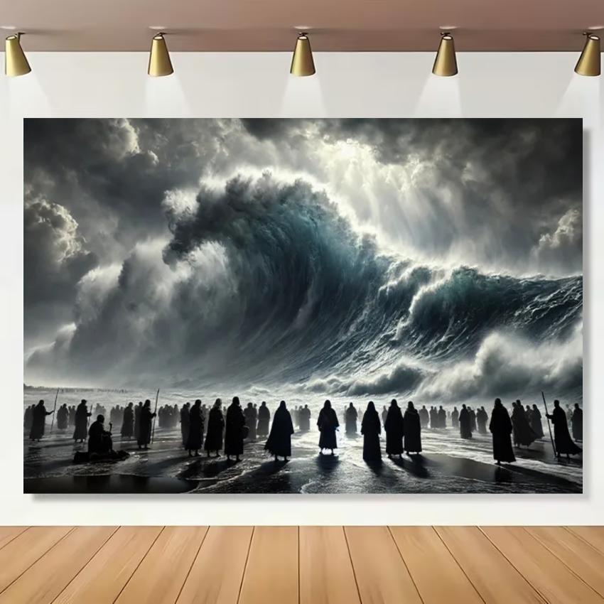 

Exodus Passover Jewish Theme Moses Separation Red Sea Party Decor Jesus Walking on Water Christian Photography Background Props 120X90CM