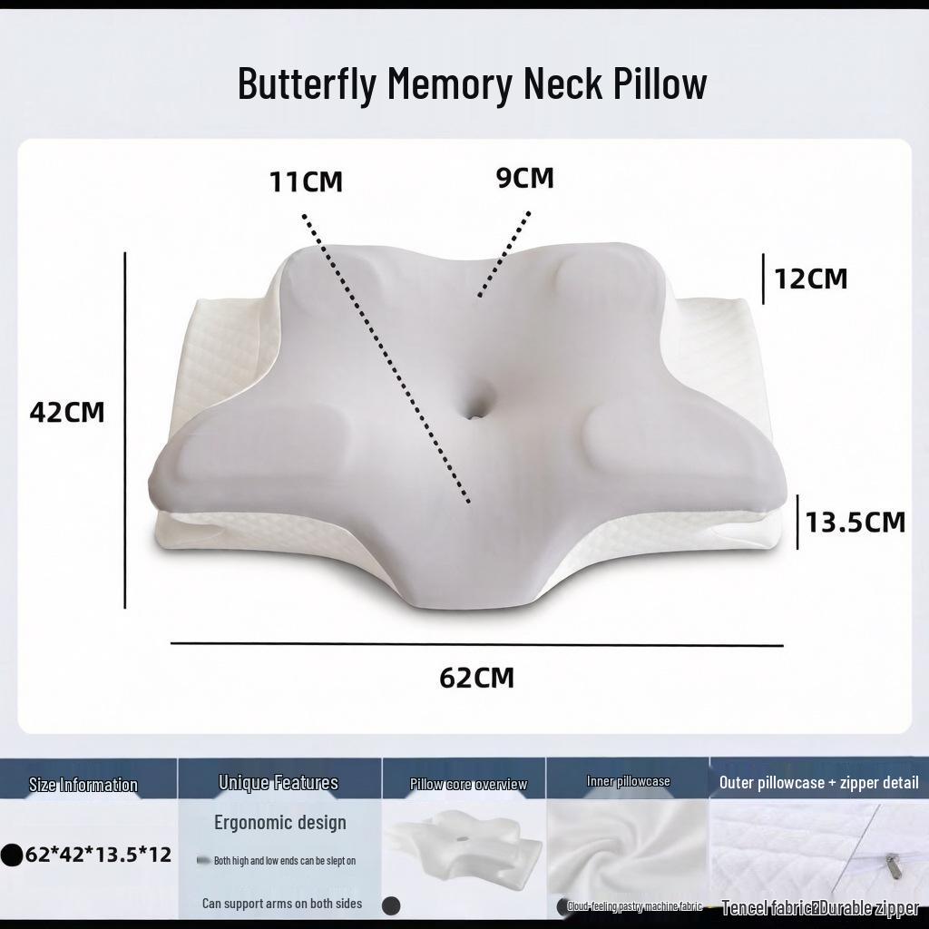 Ergonomic Butterfly Neck Pillow - Cervical Spine Support Sleep Aid