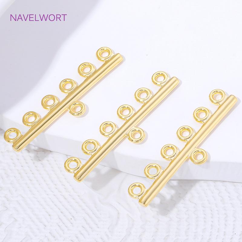 Connettori per Collane a 6 Fili Placcati Oro 18K su Ottone, Connettori per Gioielli, Accessori per la Creazione di Braccialetti Fai da Te