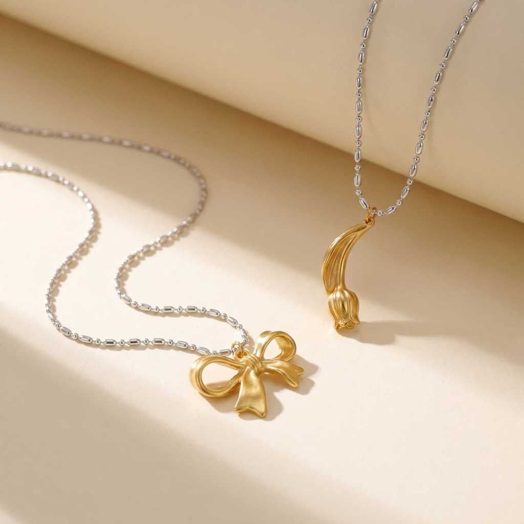 Geometric Style Pendant Necklace Featuring Butterfly Design And Gold Plating For Women
