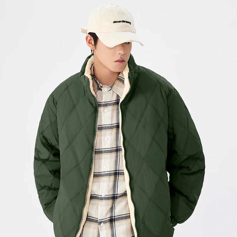 MINISO Men's Heavyweight Plush-Lined Stand Collar Winter Jacket