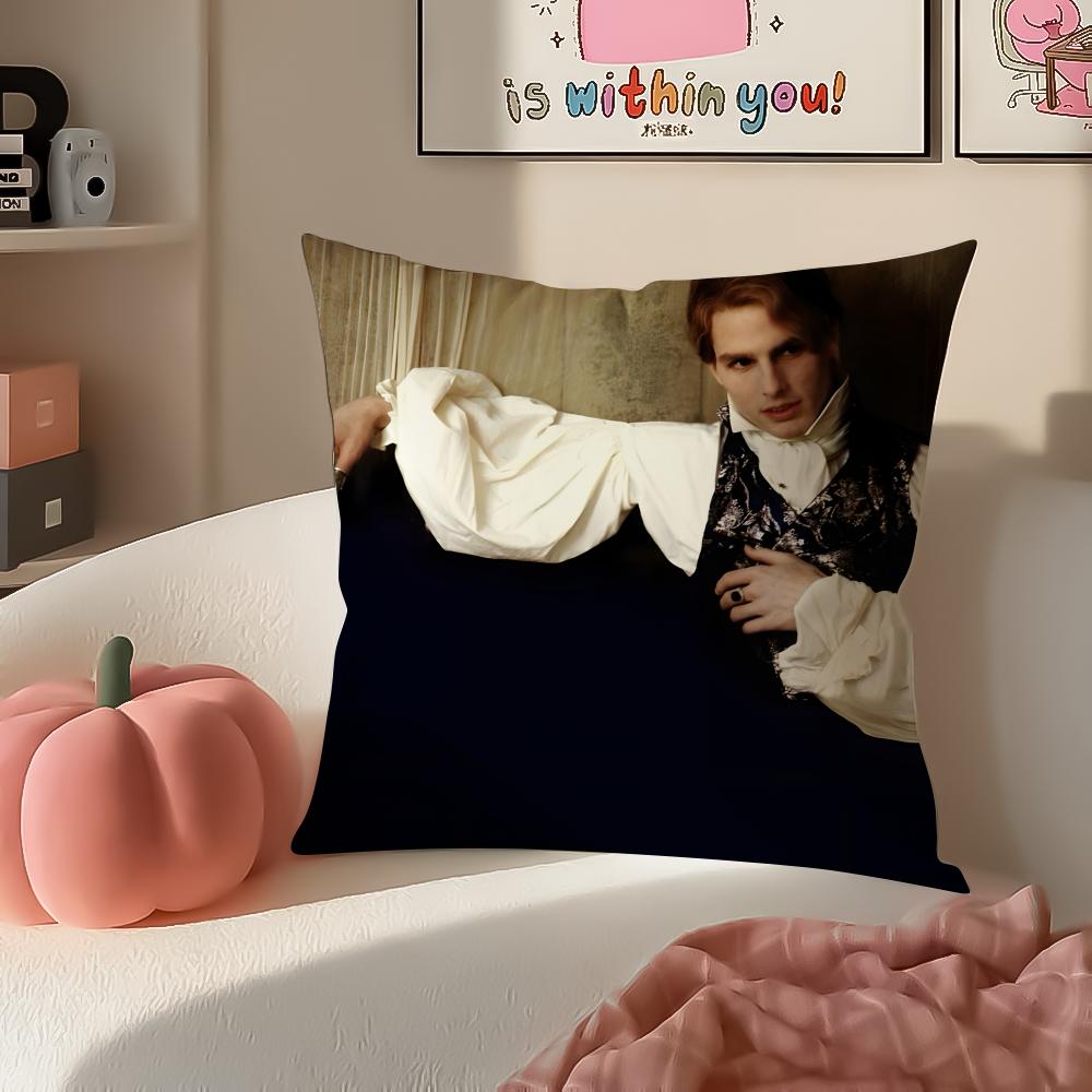 Romantic Tragic Film IInterview with the Vampire Cushion Cover Pillowcase Short Plush Invisible Zipper Room Sofa Cushion Cover
