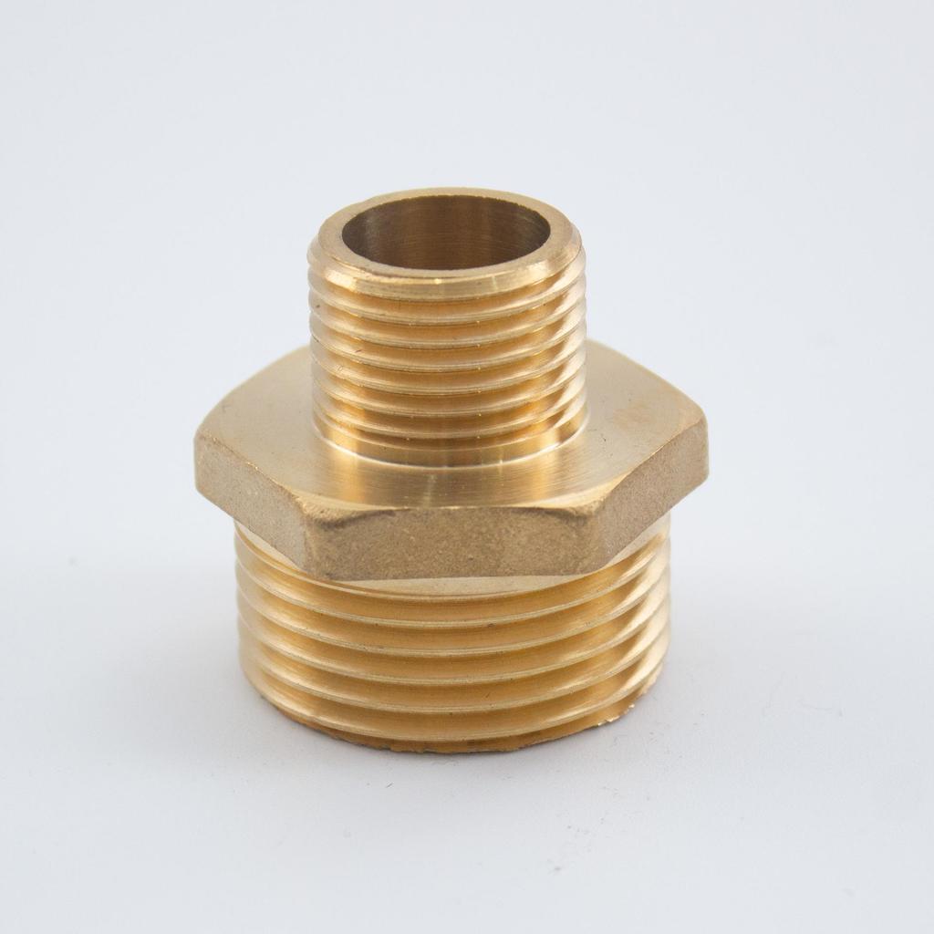 Copper Double Male Threaded Reducing Water Pipe Fitting 1/2" to 3/4" to 1".