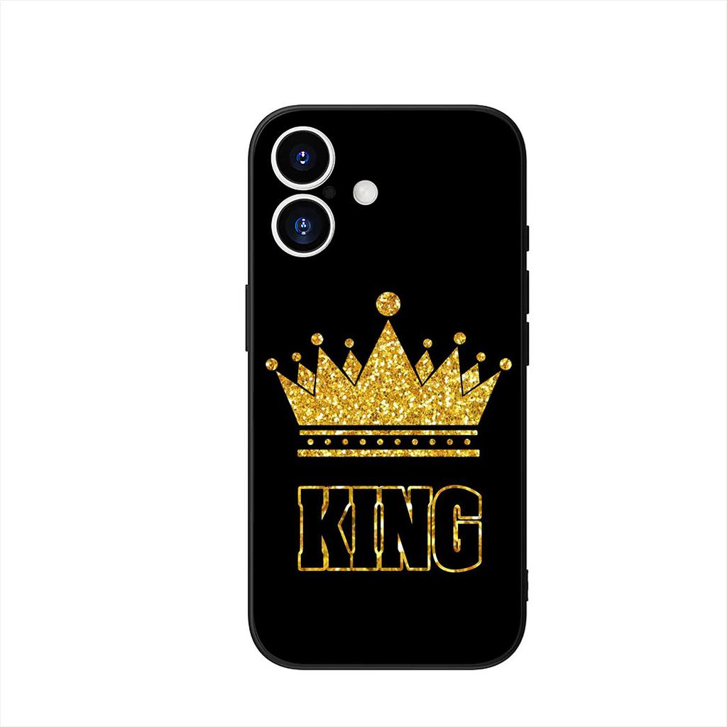 Cover for Samsung Galaxy A55 A54 A25 A36 A17 A26 A35 A33 A34 A14 A37 S8 S9 S20 S21 FE S10 Plus Case Crown King Queen golden