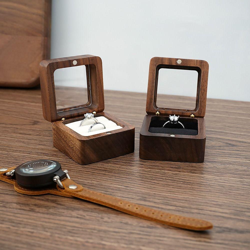 Wooden Earring Display Box Window Open Ring Display Box Jewelry Storage Box  Wedding Propose