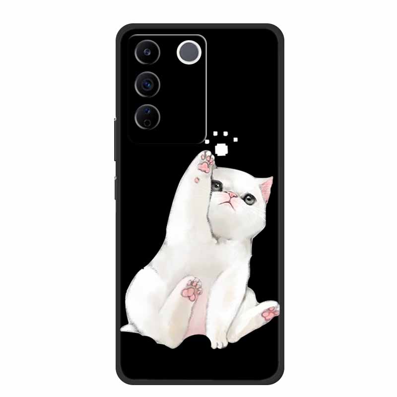 For Vivo V27e Case Cute Cartoon Cat Black Silicone Soft Phone Case For Vivo V27 Pro V27e Back Cover Cases V 27 E Pro Funda Coque