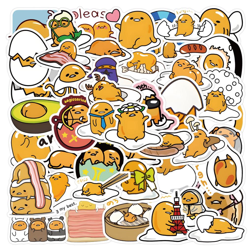 60 New Gudetama Graffiti Stickers Decorate Notebook Suitcase Guitar Handbook Waterproof Stickers