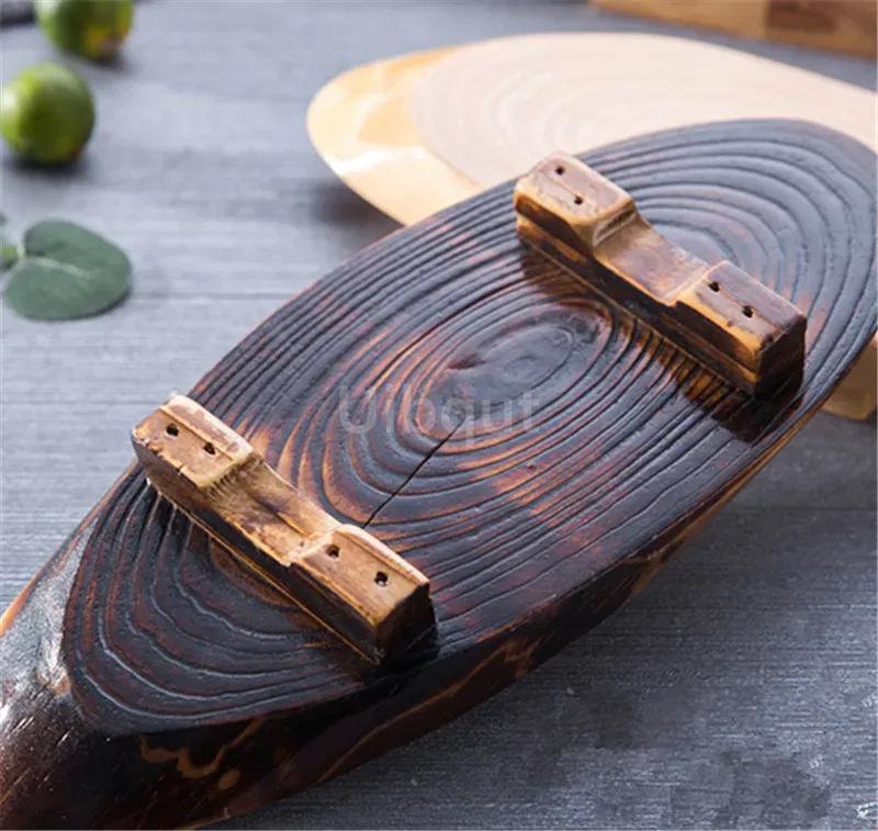 Oval Zarte Sushi-Schale Sushi-Platte Gericht Sashimi-Gericht Haus Restaurant Holz-Sushi-Boot Bambus-Werkzeug Platte japanische Küche