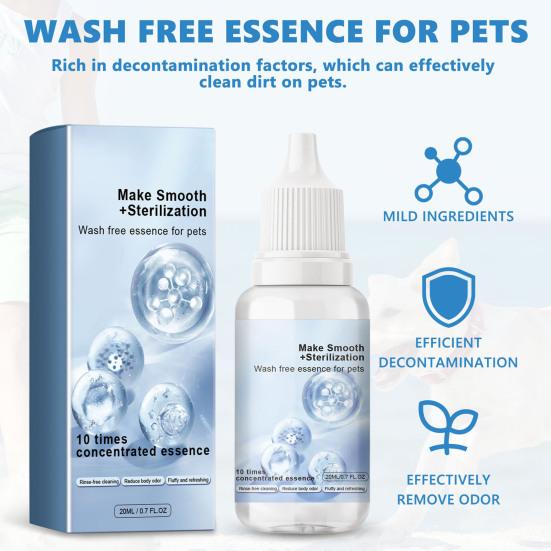 20ML Pet Cleaning Essence Portable Natural Ingredients Water-free Cat Hair Care Essence