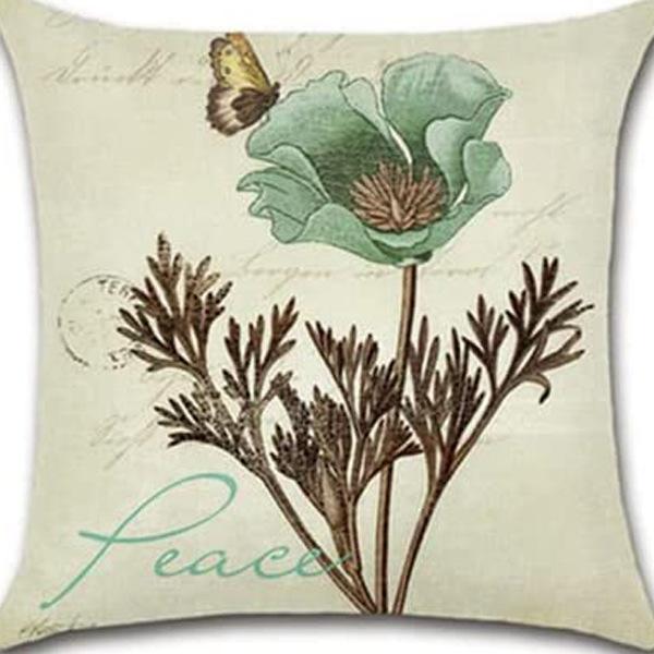 Retro Plant Floral Print Linen Pillow Case Home Living Room Sofa Car Cushion Pillow