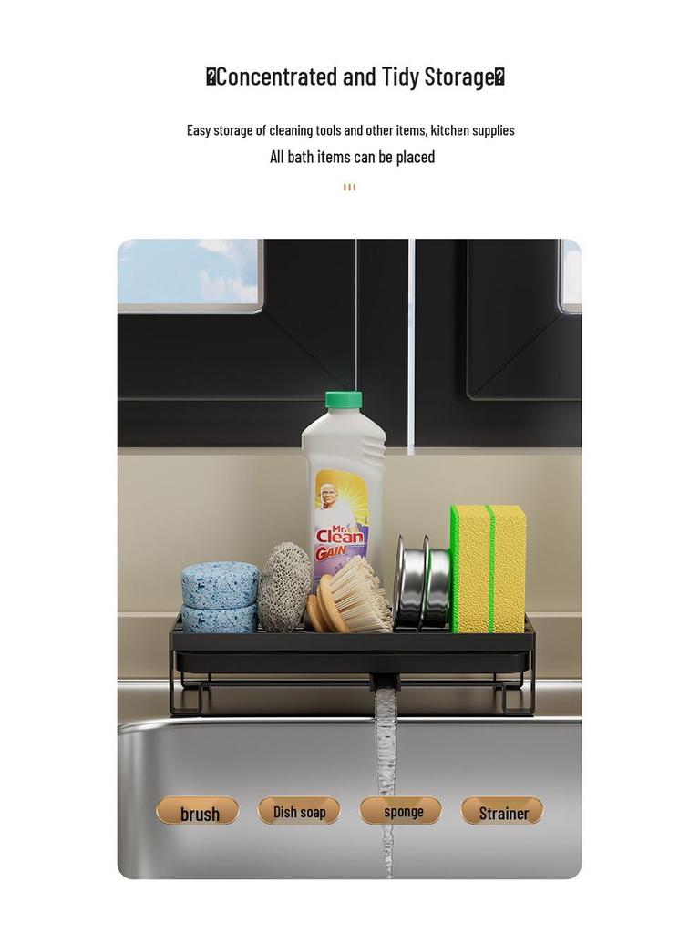 Stainless Steel Multifunctional Sink Sponge & Dishcloth Holder Rack