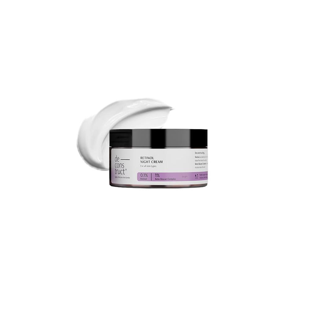 Deconstruct 0.1% Retinol Night Cream with 1% Beta-Glucan Complex | Beginner Friendly | Anti-Aging Night Cream for Fine Lines and Wrinkles | For Wom