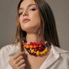 Vintage Stil Frucht Anhänger Halskette 3D Erdbeere Granatapfel Perlen Perlenkette Süßer Schmuck Für Frauen Täglichen Und Party Gebrauch