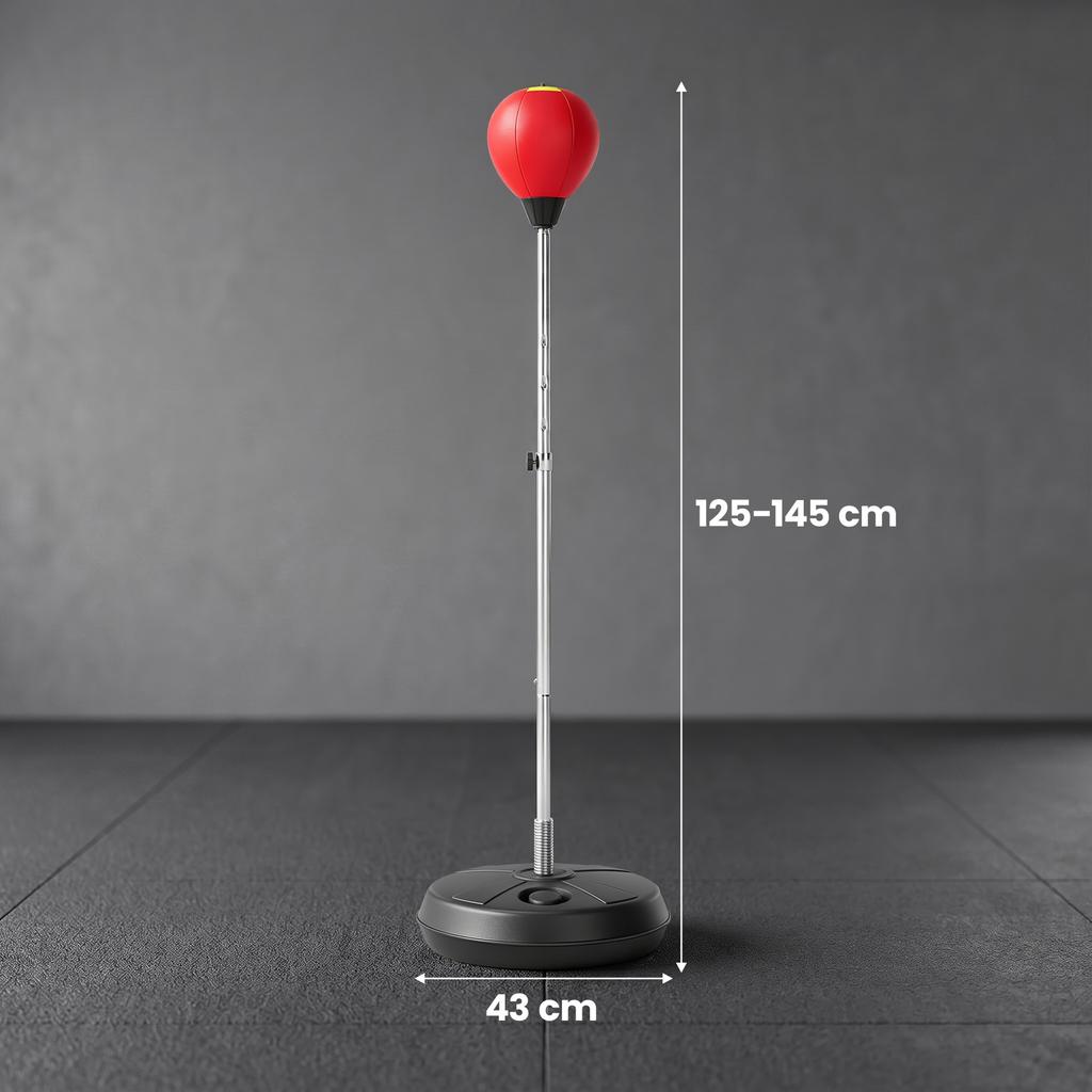 Punching bag with stand, 125-145 cm height-adjustable boxing set, freestanding speed ball with gloves and air pump
